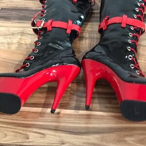 Size 7 Pleaser Fantasia Lace Up Zip Up ThighHigh Boots L@@K!